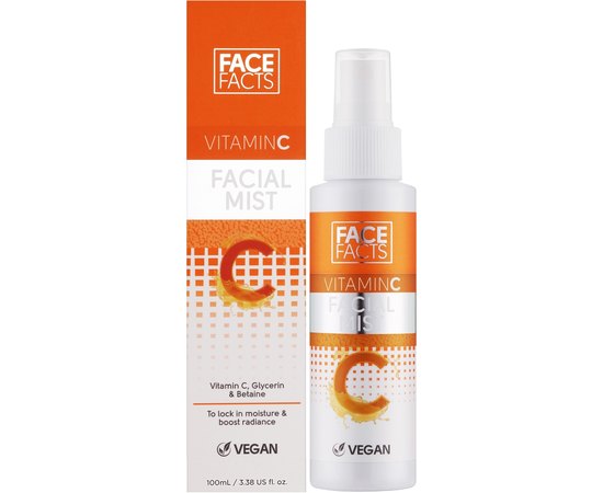 Тонизирующее и освежающее средство для кожи лица с витамином С Face Facts Vitamin C Face Mist, 100 ml, изображение 2