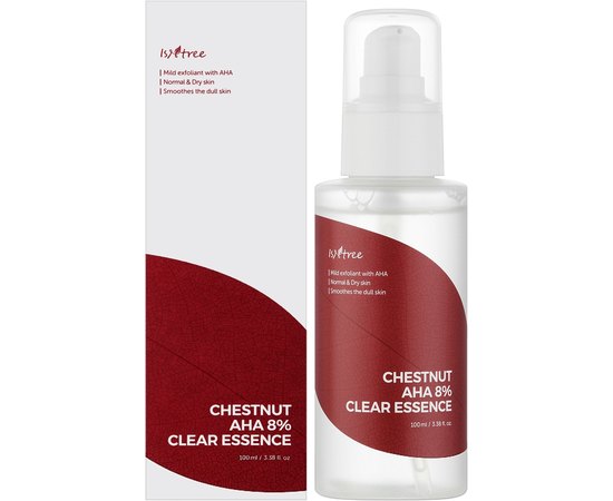 Есенція оновлююча з AHA кислотою і екстрактом каштану Isntree Chestnut AHA 8% Clear Essence, 100 ml, фото _ab__is.image_number.default