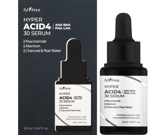 Сыворотка-пилинг смывающаяся в основе с кислотами Isntree Hyper Acid4 AHA BHA PHA LHA 30 Serum, 20 ml, изображение 2