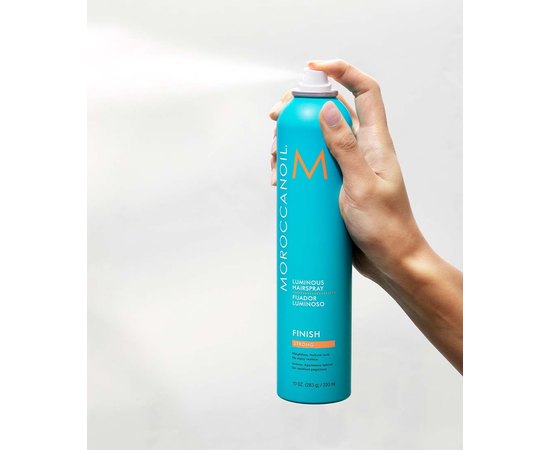 Сияющий лак для волос сильной фиксации MoroccanOil Luminous Hairspray Strong Hold, изображение 4