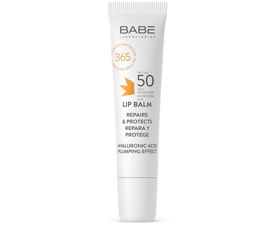 Солнцезащитный бальзам для губ с гиалуроновой кислотой Babe Laboratorios Sun Protection Lip Balm SPF50, 15 ml
