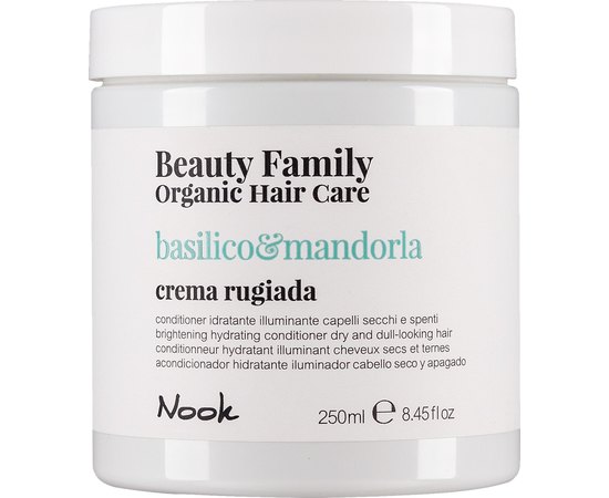 Кондиционер для увлажнения и блеска сухих и тусклых волос Nook Beauty Family Organic Hair Care Basilico Mandorla Conditioner, 250 ml