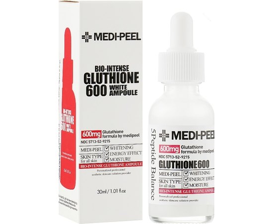 Сыворотка осветительная с глутатионом Medi-Peel Bio-Intense Glutathione 600 White Ampoule, 30 ml, изображение 2