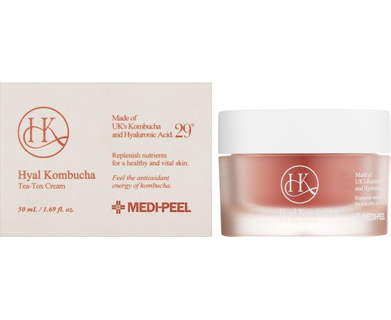 Крем увлажняющий с комбучей и гиалуроновой кислотой Medi-Peel Hyal Kombucha Tea-Tox Cream, 50 ml, изображение 2