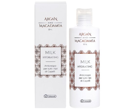 Зволожувальне антистатик-молочко для всіх типів волосся Biacre Hydrating Milk Argan та Macadamia, 200 ml, фото 