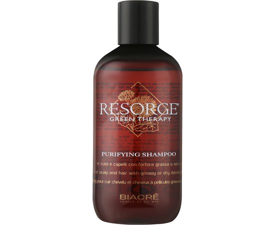 Очищаючий шампунь Пурифінг для жирної шкіри голови та від лупи Biacre Resorge Green Therapy Purifying Shampoo, 250 ml, фото 