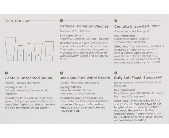 Набор миниатюр базовых средств для ухода за лицом Purito 101 Set, изображение 3
