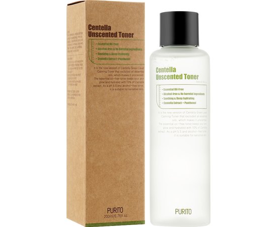 Тонер успокаивающий с центеллой без масел Purito Centella Unscented Toner, изображение 2