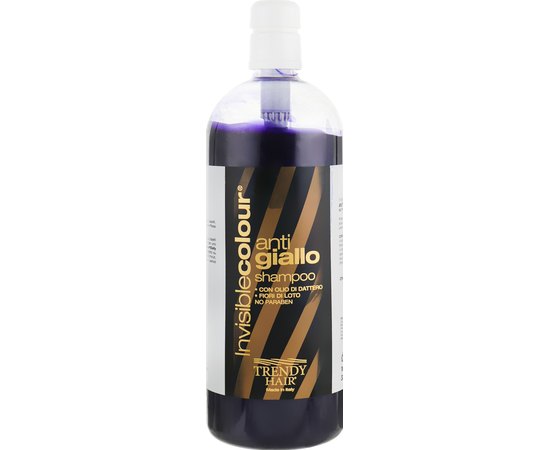 Шампунь для волос с антижелтым эффектом для осветленных волос Trendy Hair Invisible Color Anti Yellow Shampoo, 1000 ml