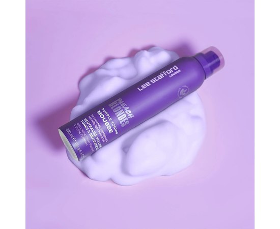 Тонирующий фиолетовый мусс для осветленных волос Lee Stafford Bleach Blonde Purple Toningh Mousse, 200 ml, изображение 2