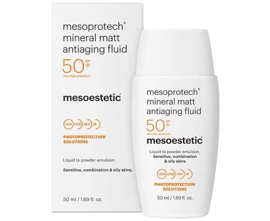 Минеральный матирующий флюид для жирной кожи Mesoestetic Mesoprotech Mineral Matt Antiaging Fluid SPF50, 50 ml