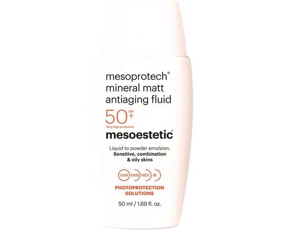 Минеральный матирующий флюид для жирной кожи Mesoestetic Mesoprotech Mineral Matt Antiaging Fluid SPF50, 50 ml, изображение 2