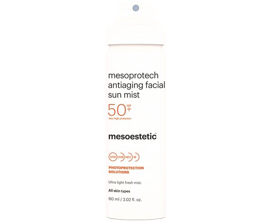 Солнцезащитный спрей для лица с антивозрастным эффектом SPF50 Mesoestetic Mesoprotech Sun Antiaging Facial Mist, 60 ml