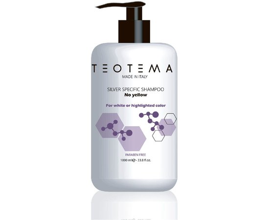 Тонирующий серебряный шампунь Teotema Professional Teo Silver No Yellow Shampoo, 1000 ml