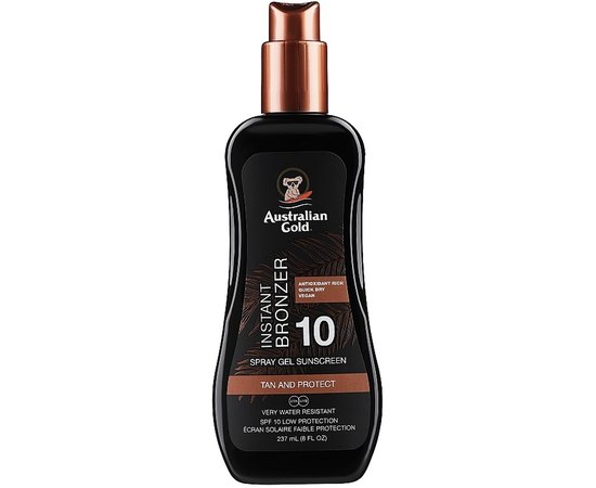 Спрей-гель с бронзатором SPF10 Australian Gold SPF 10 Spray Gel Bronzer, 237 ml, изображение 2