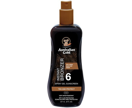 Спрей-гель с бронзатором SPF6 Australian Gold SPF 6 Spray Gel Bronzer, 237 ml