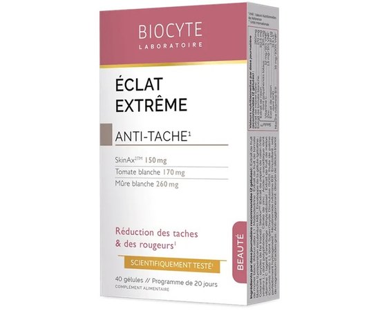 Харчова добавка для вирівнювання кольору шкіри Biocyte Eclat Extreme, 40 caps, фото 