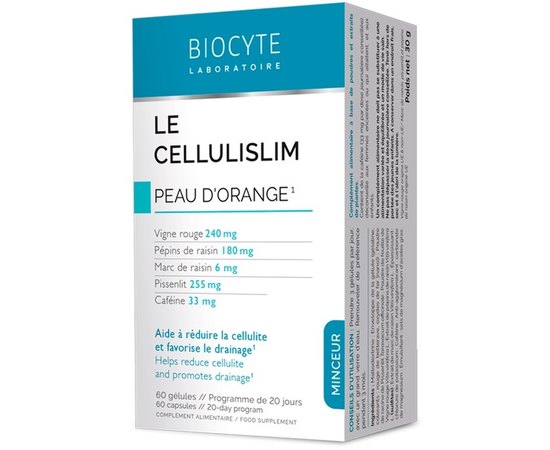 Добавка дієтична Підтримка при терапії целюліту Biocyte Le Cellulislim, 60 gelules, фото 