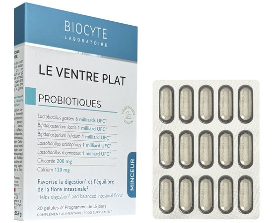 Диетическая добавка 5 штаммов пробиотиков Biocyte Le Ventre Plat, 30 gelules, изображение 2