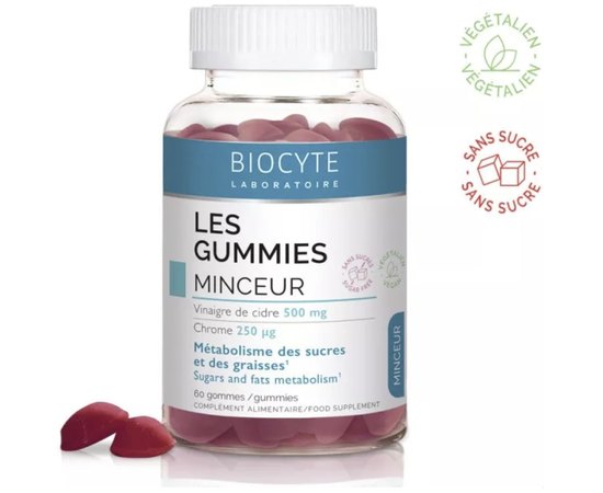 Диетическая добавка для диеты или поддержания метаболизма сахара Biocyte Les Gummies, 60 gum, изображение 2