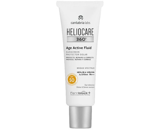 Антивозрастной фотозащитный флюид Cantabria Heliocare 360 Age Active Fluid Sunscreen SPF50, 50 ml, изображение 2