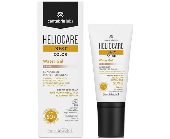 Гель з тоном на водній основі Cantabria Heliocare 360 Color Water Gel SPF50+ Beige, 50 ml, фото 