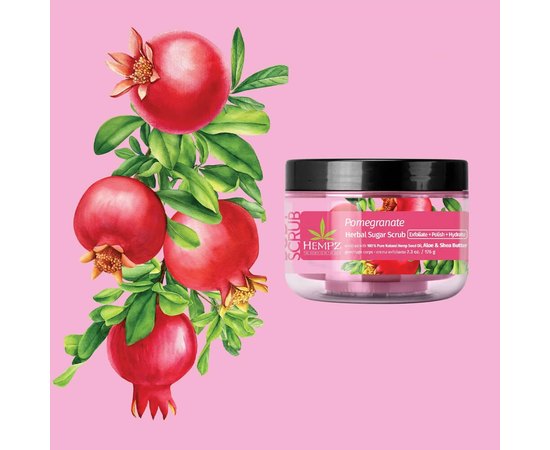 Скраб сахарный Гранат Hempz Pomegranate Herbal Sugar Scrub, 176 g, изображение 3