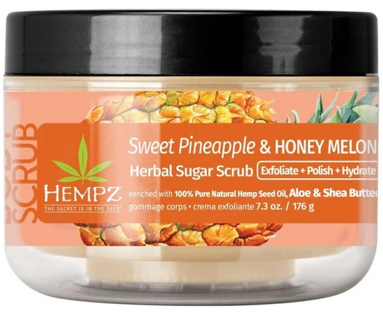 Скраб сахарный Сладкий ананас и медовая дыня Hempz Sweet Pineapple & Honey Melon Herbal Sugar Scrub, 176 g