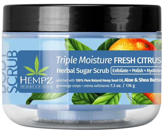 Скраб цукровий Потрійне зволоження Hempz Triple Moisture Fresh Citrus Herbal Sugar Scrub, 176 g, фото 