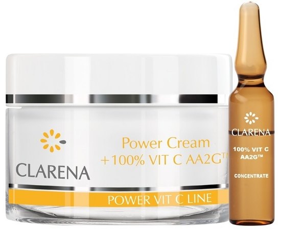 Крем-основа з екстрактом шовку + ампула зi 100%  вiт. С Clarena Power Cream + 100% VIT C AA2G TM, фото 