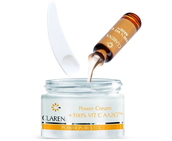Крем-основа с экстрактом шелка + ампула из 100% вит. С Clarena Power Cream + 100% VIT C AA2G TM, изображение 2