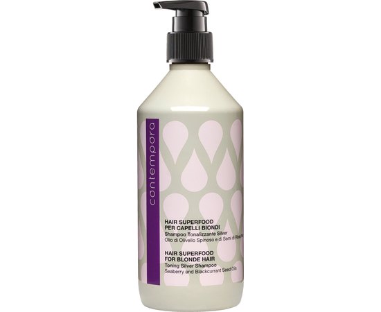 Тонуючий шампунь Холодний блонд Contempora Hair Superfood For Blonde Hair Toning Silver Shampoo, 500 ml, фото 