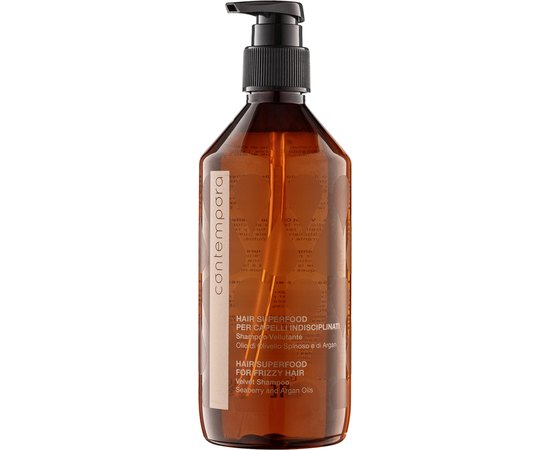 Розгладжуючий шампунь Сяючий оксамит з маслом Аргана і обліпихи Contempora Velvet Shampoo Argan and Seaberry Oils, 500 ml, фото 