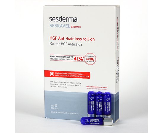 Ампулы против выпадения волос Sesderma Seskavel HGF Anti-Hair Loss Roll-On , 30*4 ml, изображение 3
