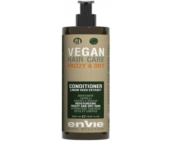 Увлажняющий кондиционер для сухих и вьющихся волос Envie Vegan Linum Seed Extract Frizzy and Dry Conditioner, 500 ml