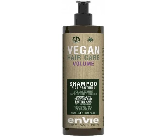 Шампунь для об'єму тонкого і ламкого волосся Envie Vegan Rice Proteins Volume Shampoo, 500 ml, фото 