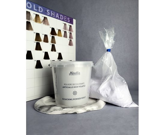 Осветляющая фиолетовая антижелтая пудра для волос Mirella Professional Bleach Powder Violet, 500 g, изображение 2
