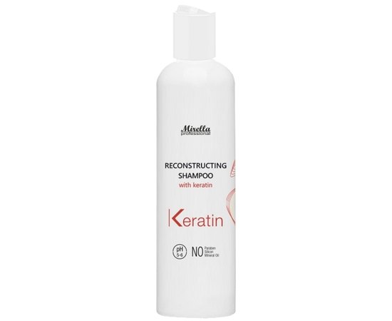 Восстанавливающий шампунь с кератином Mirella Professional Keratin Reconstructing Shampoo, изображение 2