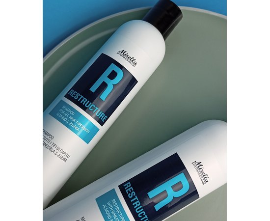 Шампунь для всех типов волос с миндальным маслом Mirella Professional R Restructure Shampoo, изображение 3