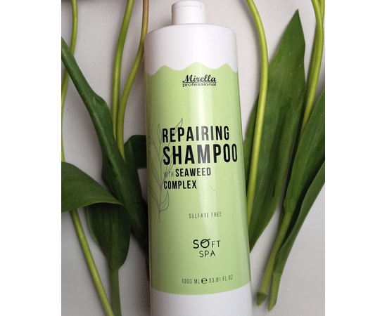 Бессульфатный шампунь с комплексом морских водорослей для восстановления волос Mirella Professional Repairing Shampoo With Seaweed Complex, 1000 ml, изображение 3