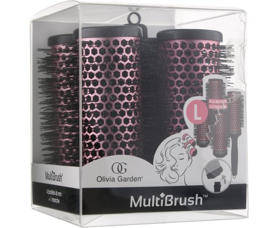 Olivia Garden Multibrush Набір брашингов для укладання волосся 46 мм зі знімною ручкою в комплекті, фото 