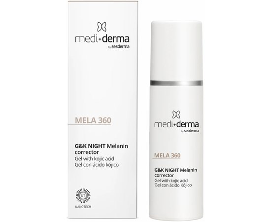 Депігментуючий гель для обличчя Mediderma Mela 360 Facial Gel G&K Night Melanin Corrector, 30 ml, фото 
