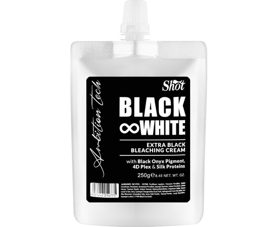 Знебарвлюючий чорний крем для волосся Shot Ambition Tech Black&White Extra Black Bleaching Cream, 250 g, фото 