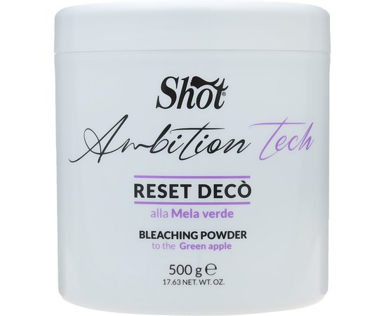 Осветительная пудра для волос Зеленое яблоко Shot Ambition Tech Reset Deco Bleaching Powder, 500 g