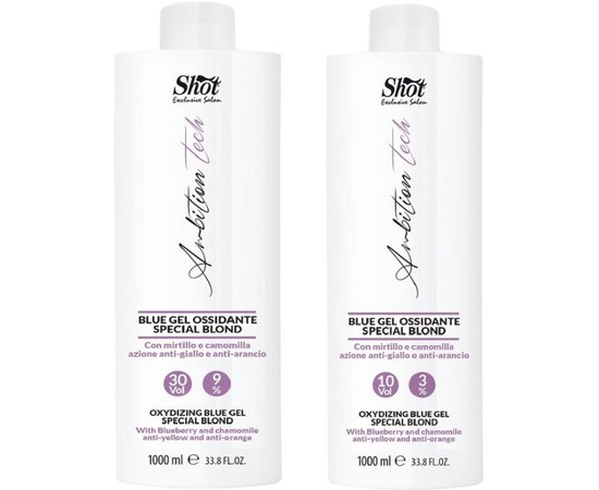 Гель-окислювач з синім пігментом Shot Ambition Tech Blue Oxidizing Gel Special Blond, 1000 ml, фото 