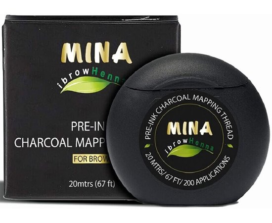 Нить для разметки бровей черная Mina Pre-Ink Charcoal Mapping Thread For Brow, 20 m, изображение 2