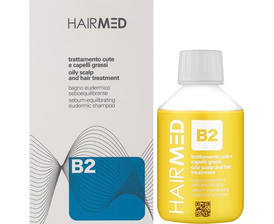 Эудермальный себорегулирующий шампунь Hairmed Oily Scalp And Hair Treatment Sebum-Equilibrating Eudermic Shampoo B2, 200 ml, изображение 2