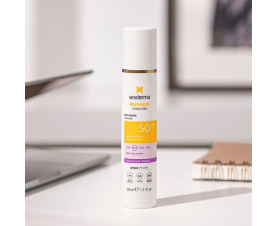 Омолаживающий солнцезащитный крем для лица Sesderma Repaskin Urban 365 Anti-Aging SPF50, 50 ml, изображение 2