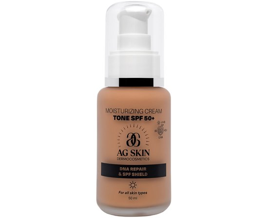 Зволожуючий крем з тоном AG Skin DNA Reapir & SPF Shield Moisturising Cream Tone SPF 50+, 50 ml, фото 
