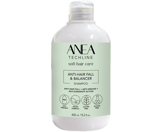 Шампунь проти випадіння волосся балансуючий Anea Techline Anti Hair Loss & Balancer Shampoo, 450 ml, фото 